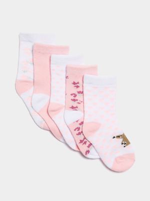 Jet Baby Girls 5 Pack Floral Spot Bunny Socks