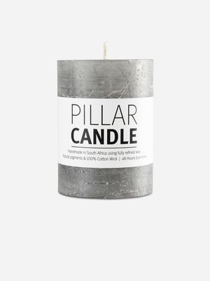 pillar candle rustic light grey 7.3x10cm
