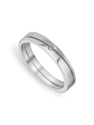 Stainless Steel Cubic Zirconia Solitaire Men’s Skinny Ring