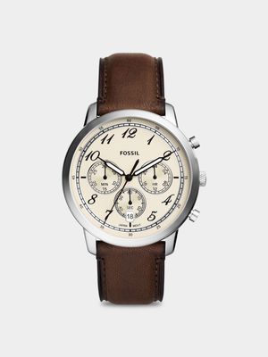 Fossil Neutra Stainless Steel Brown Leather Chronograph Watch