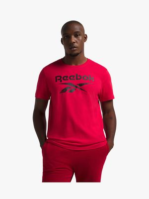Mens Reebok Stacked Logo Red Tee