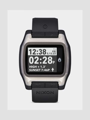Nixon Men's High Tide Silver & Black Digital Silicone Watch