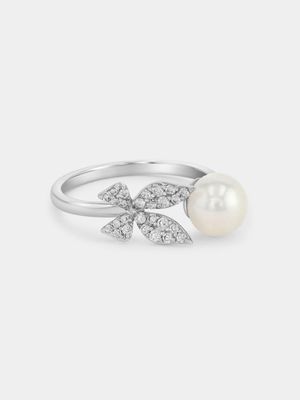 Cheté Sterling Silver Freshwater Pearl Butterfly Ring