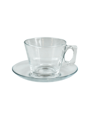 village cup & saucer glass