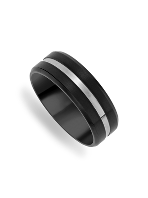 Stainless Steel Black Groove Ring