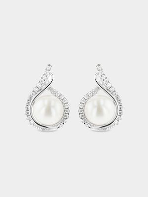Sterling Silver & Freshwater Pearl Droplet Stud Earrings