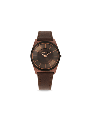 Tempo Modern Classic Choc MonoTone Analogue Leather Strap Watch