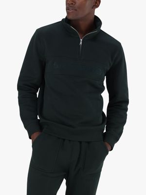 Men's Steve Madden Dark Green Asher Collared Fleece Sweatshirt