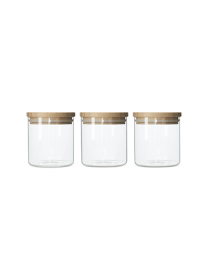 glass container with bamboo lid 3pc