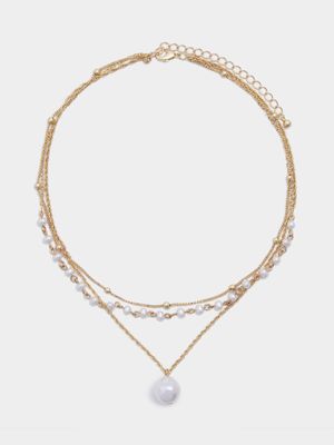 Multi Layer Pearl Strands Necklace