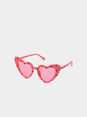 Girl's Pink Heart Sunglasses