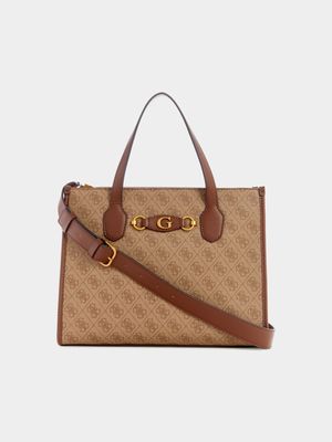 Women's Guess Brown  Izzy Compartment Tote Bag