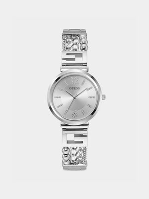 Guess G Cluster Silver Plated Stainless Steel Bracelet Watch