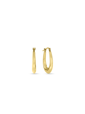 Yellow Gold & Sterling Silver,  Oval Creole Earrings