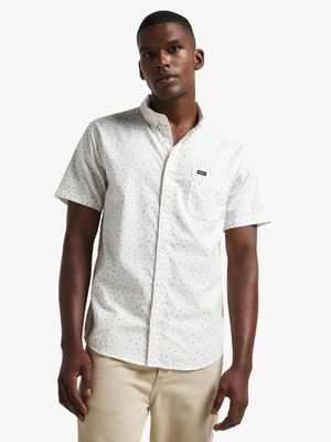 Men's RVCA White Thatll Do Print Short Sleeve Shirt