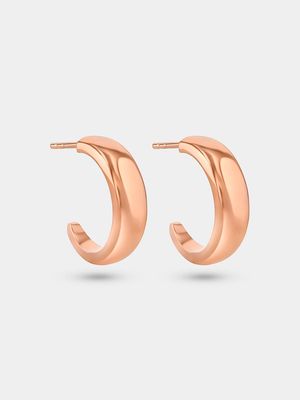 Rose Gold Plated Women’s Open Horn Hoop Earrings