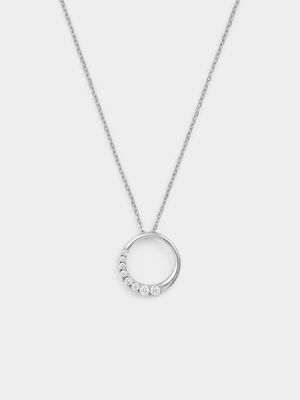 Sterling Silver Cubic Zirconia Graduated Circle Pendant
