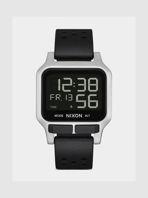 Nixon Men's Heat Silver Plated Digital Silicone Watch