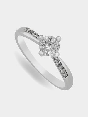 Sterling Silver & Cubic Zirconia Solitaire Twisted Ring