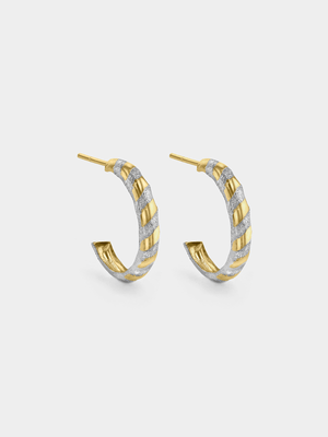 Yellow Gold Women's Candy stripe Hoop Earrings
