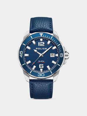 Police Men's Thornton Stainless Steel & Blue Leather Watch