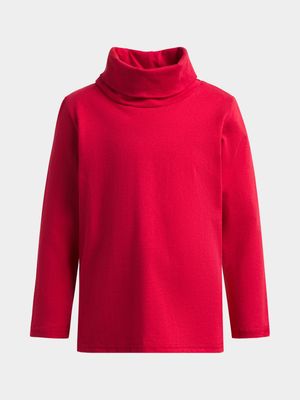 Jet Younger Boys Red Long Sleeve Poloneck T-Shirt