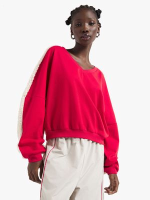 Women's Red Fleece  Sweat Top