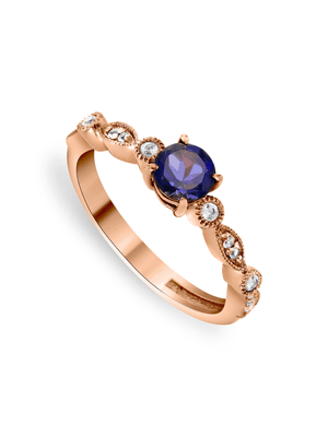 Rose Gold Diamond & Iolite Vintage-Style Ring