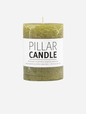 pillar candle rustic green 7.3x10cm