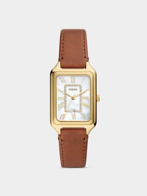 Fossil Raquel Gold Plated Stainless Steel Brown Leather Watch