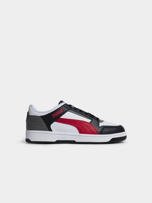 Mens Puma Rebouns Joy White/Black/Red Low Sneakers