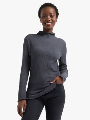 Jet Womens Charcoal Knit Top