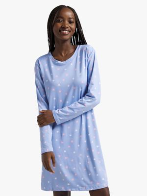 Jet Ladies Blue Stars All Over Print Sleepshirt