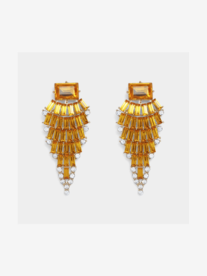 Statement Baguettes Orange Tapered Drop Earring