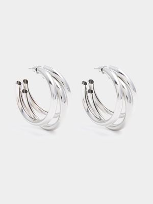 Women's Silver Mini Twist Hoop Earrings
