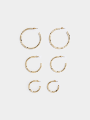 Women's Gold 3 Pack Hoop Earrings