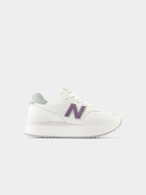 New Balance Women's 574+ White/Purple Sneaker