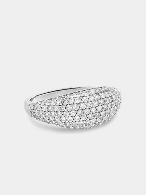 White Gold 1ct Lab Grown Diamond Women’s Pavé Dome Ring