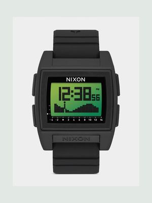 Nixon Men's Base Tide Pro Black & Green Positive Digital Silicone  Watch
