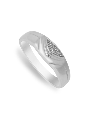 Sterling Silver & Diamond Curved Design Dress Ring