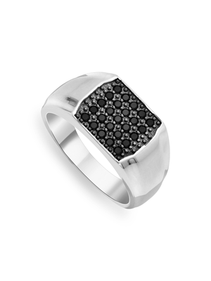 Sterling Silver Black Cluster Cubic Zirconia Men's Dress Ring