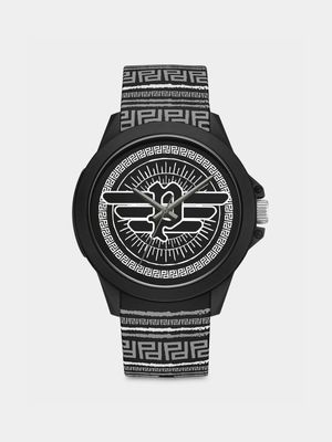Police Sketch Black Plated Silicone Watch