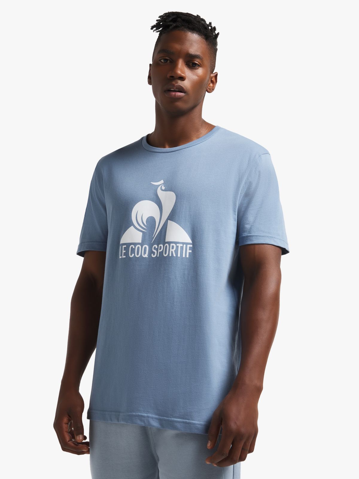 Mens Le Coq Core Logo Graphic Steel Blue/White Tee - Bash.com