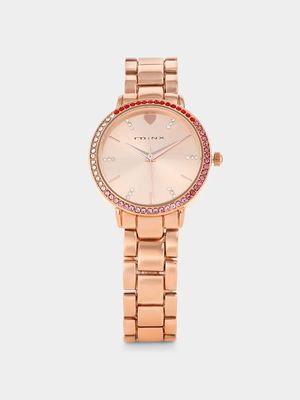 Minx Rose Plated Blush Heart Dial Bracelet Watch