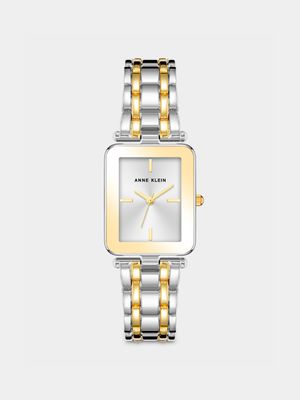 Anne Klein Silver & Gold Plated  Rectangular Bracelet  Watch