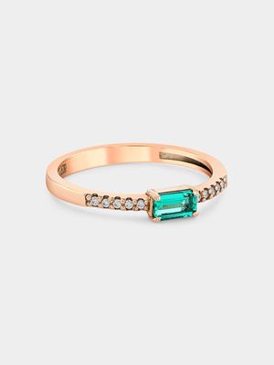Rose Gold Lab Grown Emerald & Moissanite Women’s Emerald-Cut Ring