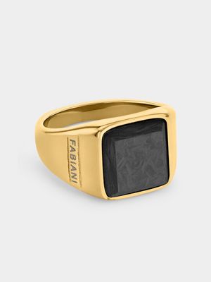 Fabiani Gold Plated Forged Carbon Stainless steel ring  - Size Large