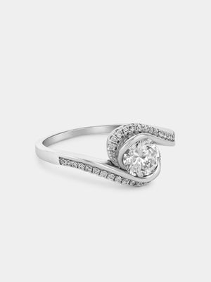 Sterling Silver Cubic Zirconia Round Embrace Ring