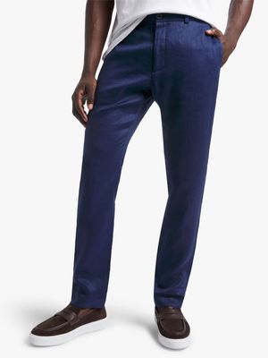 Fabiani Men's Collezione Linen Navy Trousers