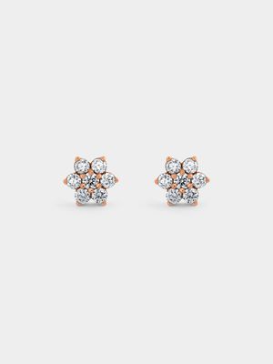 Rose Gold 0.35ct Diamond Flower Women’s Stud Earrings
